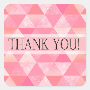 Sticker Carré Merci triangles géométriques   peony rose mauve