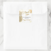 Sticker Carré Merci Tropical Gold Pineapple Beach Party (Sac)