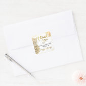 Sticker Carré Merci Tropical Gold Pineapple Beach Party (Enveloppe)