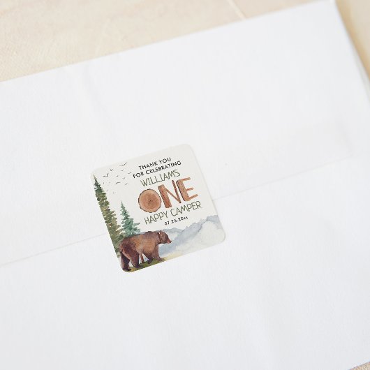 Sticker Carré Merci Un Joyeux Camper Anniversaire