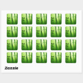 Sticker Carré Merci vert Bambou et Bokeh Lumières (Feuille)