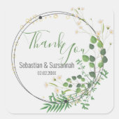 Sticker Carré Merci vert gris pâle couronne (Devant)