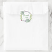 Sticker Carré Merci Vert Succulent Et Cactus Floral Wreath (Sac)