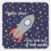 Sticker Carré Merci Vous êtes hors de ce World Rocket Ship (Devant)