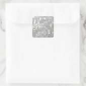 Sticker Carré Mère D'Argent Blanc De Pearl Imprimé Carrelé (Sac)