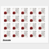 Sticker Carré Mère de la mariée Poème - Roses rouges (Feuille)