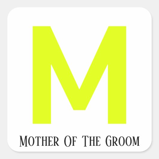 Sticker Carré Mère Du Mariage Groom Fluorescent Jaune (Devant)