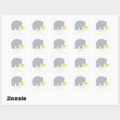 Sticker Carré Mère et bébé Eléphant Douche Jaune et gris (Feuille)