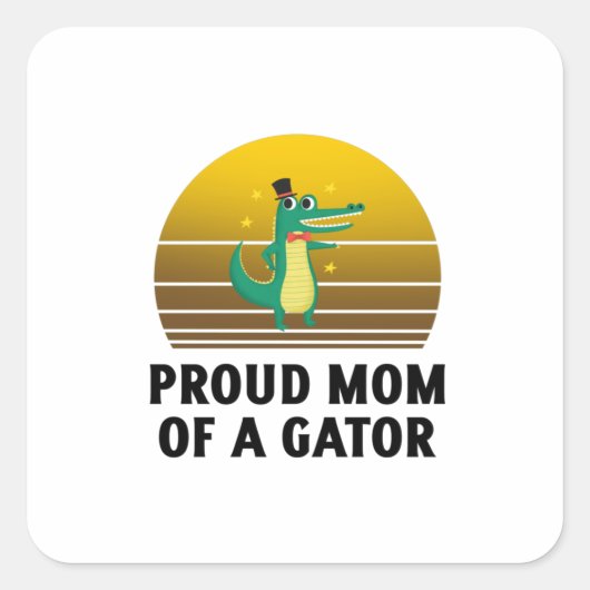Sticker Carré mère fière d'un gator rétro alligator vintage (Devant)
