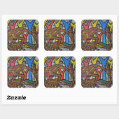 Sticker Carré Mère Giraffe (Feuille)