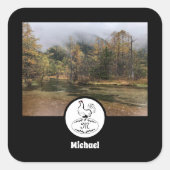 Sticker Carré Mère Hen Nesting Nom Balise Oeuf Photo (Devant)