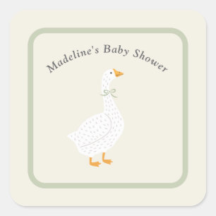 Sticker Carré Mère l'Oie de livre de contes sage vintage Baby Sh