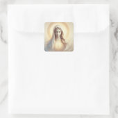 Sticker Carré Mère Marie Dans Les Tons Blanc Doux (Sac)