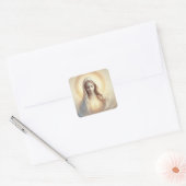 Sticker Carré Mère Marie Dans Les Tons Blanc Doux (Enveloppe)