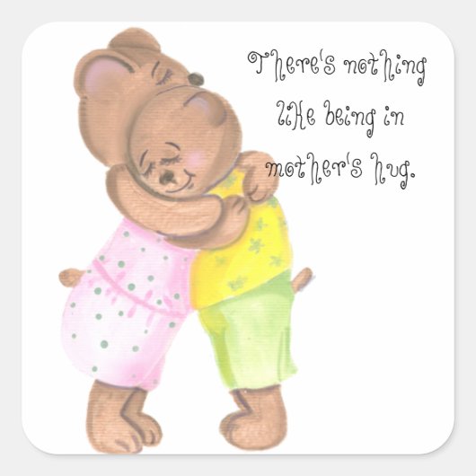 Sticker Carré Mère Ours et son petit show Amour (Devant)