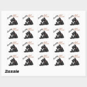 Sticker Carré Mère Terrier Écossais & ses chiots (Feuille)