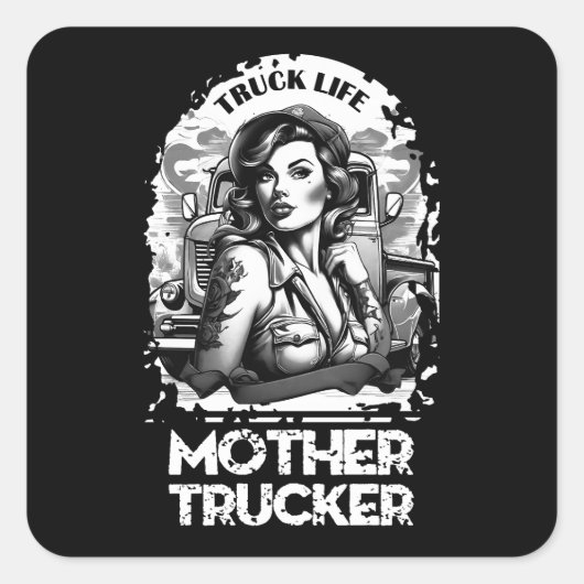 Sticker Carré Mère Trucker (Devant)
