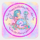 Sticker Carré Mermaid 2e anniversaire Modifier Modifier le texte (Devant)