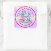 Sticker Carré Mermaid 2e anniversaire Modifier Modifier le texte (Sac)
