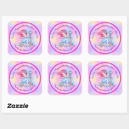 Sticker Carré Mermaid 3e anniversaire Modifier Modifier Modifier (Feuille)