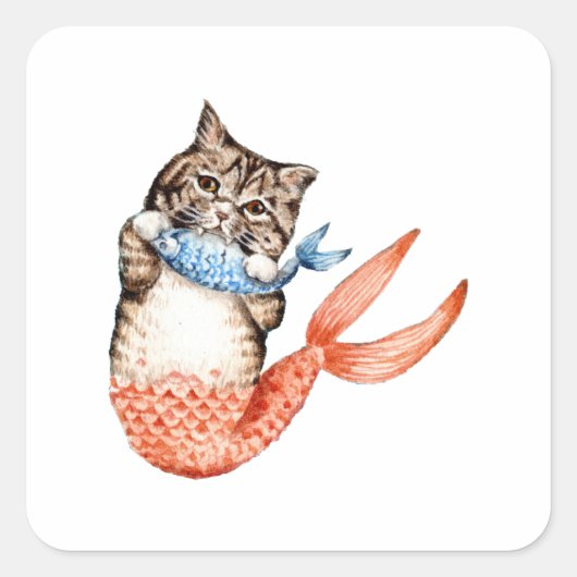 Sticker Carré Mermaid Chat Purmaid (Devant)