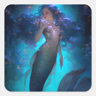 Sticker Carré Mermaid Imaginaire Art