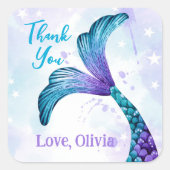 Sticker Carré Mermaids Tail Merci fête d'anniversaire (Devant)