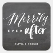 Sticker Carré Merrily Jamais après Chalkboard Mariage (Devant)