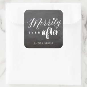 Sticker Carré Merrily Jamais après Chalkboard Mariage