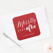 Sticker Carré Merrily Jamais après la typographie Mariage de vac (Enveloppe)