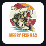 Sticker Carré Merry bassmas funny christmas fishing<br><div class="desc">Merry bassmas funny christmas fishing</div>