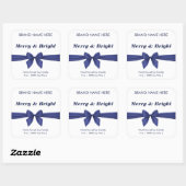 Sticker Carré Merry & Bright | Blue Bow Modern Candle Labels (Feuille)