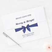 Sticker Carré Merry & Bright | Blue Bow Modern Candle Labels (Enveloppe)
