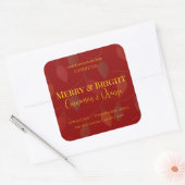 Sticker Carré Merry & Bright Holiday | Editable Christmas Candle (Enveloppe)