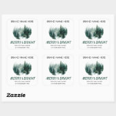 Sticker Carré Merry & Bright Modern Pine Trees Candle Label (Feuille)