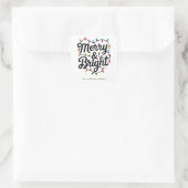 Sticker Carré Merry & Bright Script Festive String Light Holiday (Sac)