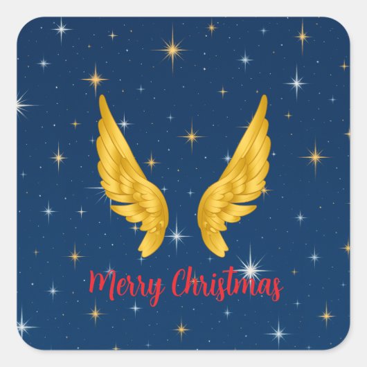 Sticker Carré Merry Christmas Angel Wings (Devant)