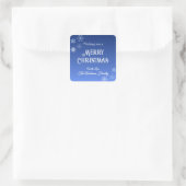 Sticker Carré Merry Christmas Blue Modern Snowflake (Sac)