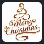Sticker Carré Merry Christmas - Christmas Tree<br><div class="desc">Abstract drawing of à Christmas tree with the wishes of à Merry Christmas</div>