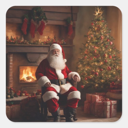 Sticker Carré Merry Christmas Coaster – Festive Holiday (Devant)