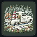 Sticker Carré Merry Christmas Country truck<br><div class="desc">Sticker Carré camion Joyeux Noël</div>