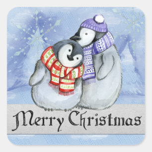 STICKER CARRÉ MERRY CHRISTMAS CUTE