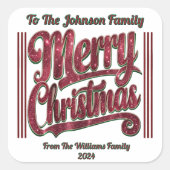 Sticker Carré Merry Christmas Festive Design (Devant)