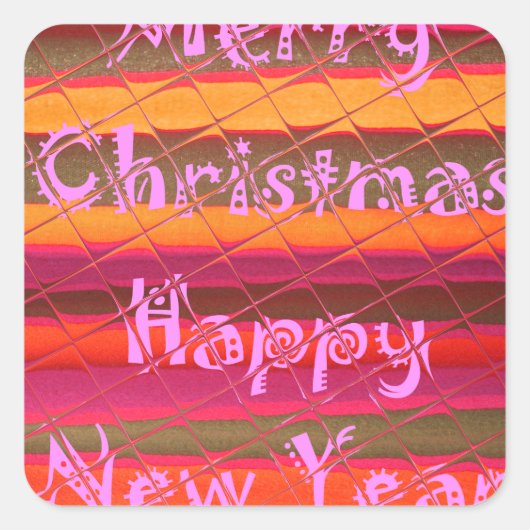 Sticker Carré Merry Christmas Happy (Devant)