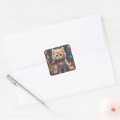 Sticker Carré Merry Christmas Kitty Chat, Vacances Kitty, Animal (Enveloppe)