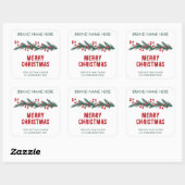 Sticker Carré Merry Christmas | Modern Wreath Candle Labels (Feuille)