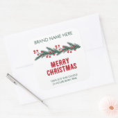 Sticker Carré Merry Christmas | Modern Wreath Candle Labels (Enveloppe)