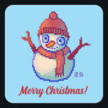 Sticker Carré Merry Christmas, Pixel Art, pixels, Snowman<br><div class="desc">Merry Christmas,  Snowman,  Noël,  poupée de neige. ZuujeArt by GH</div>
