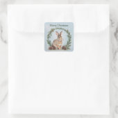 Sticker Carré Merry Christmas Rabbit and Pine (Sac)