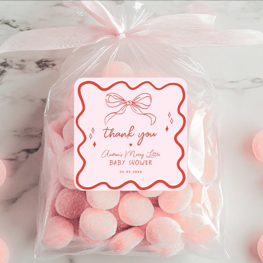 Sticker Carré Merry Little Baby Shower Hand Drawn Christmas